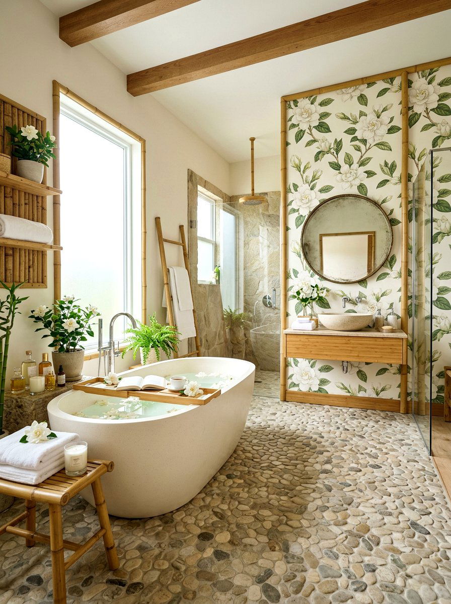 Gardenia Spa Bathroom Wallpaper - 30 spring floral wallpaper ideas