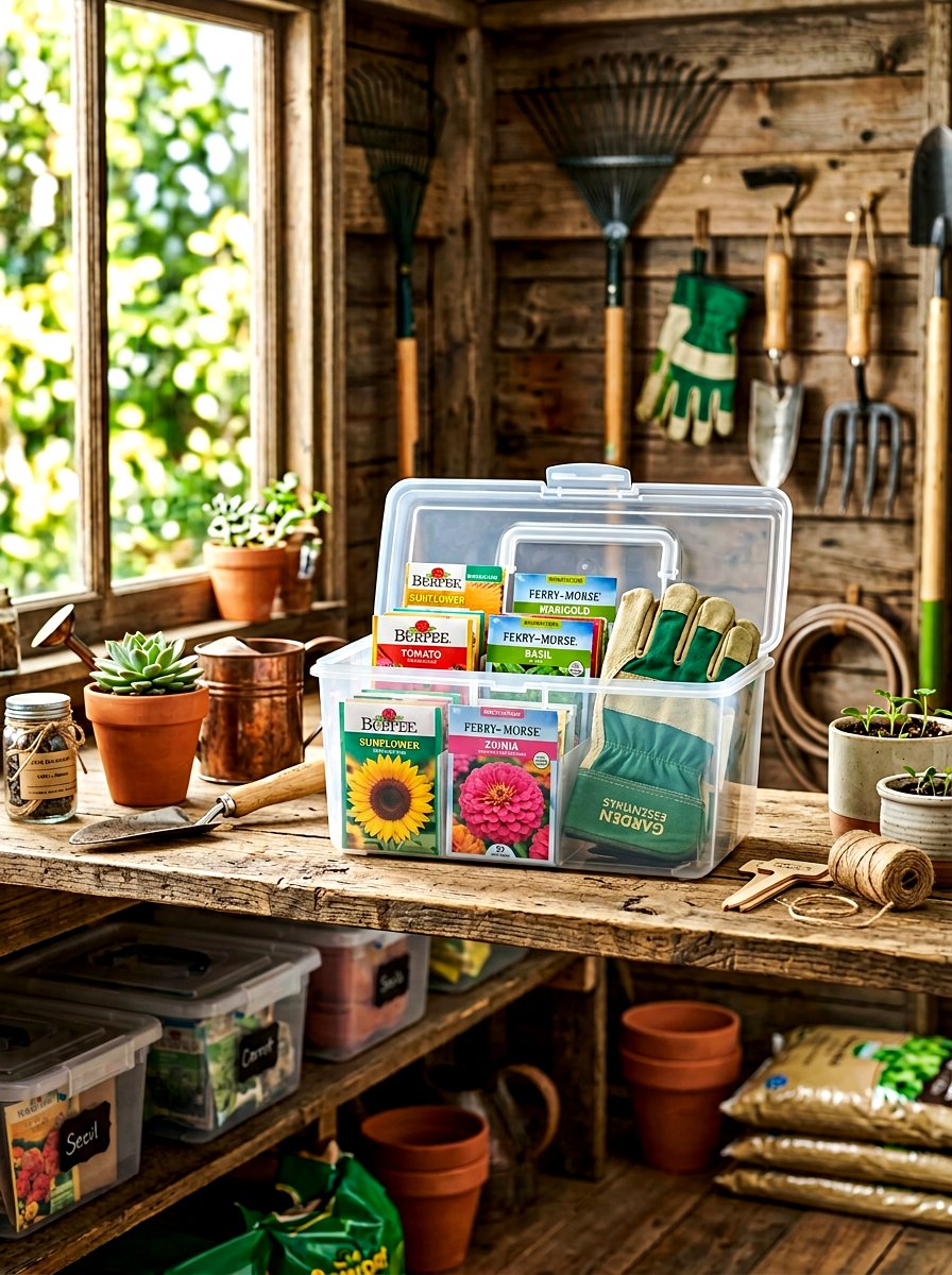 Gardening Seed Packet Storage - 30 clear bin organization ideas