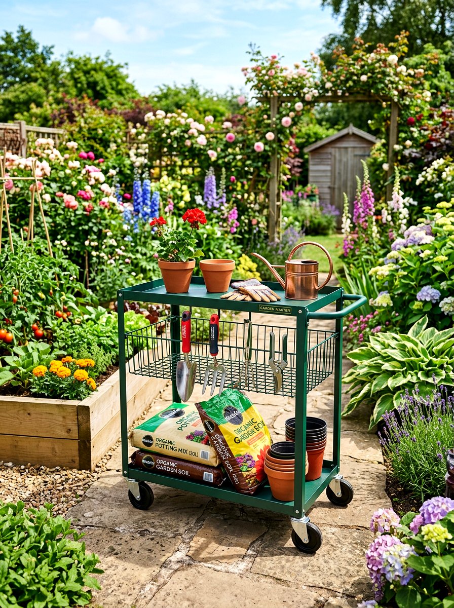 Gardening Tool Rolling Cart - 30 rolling cart storage ideas
