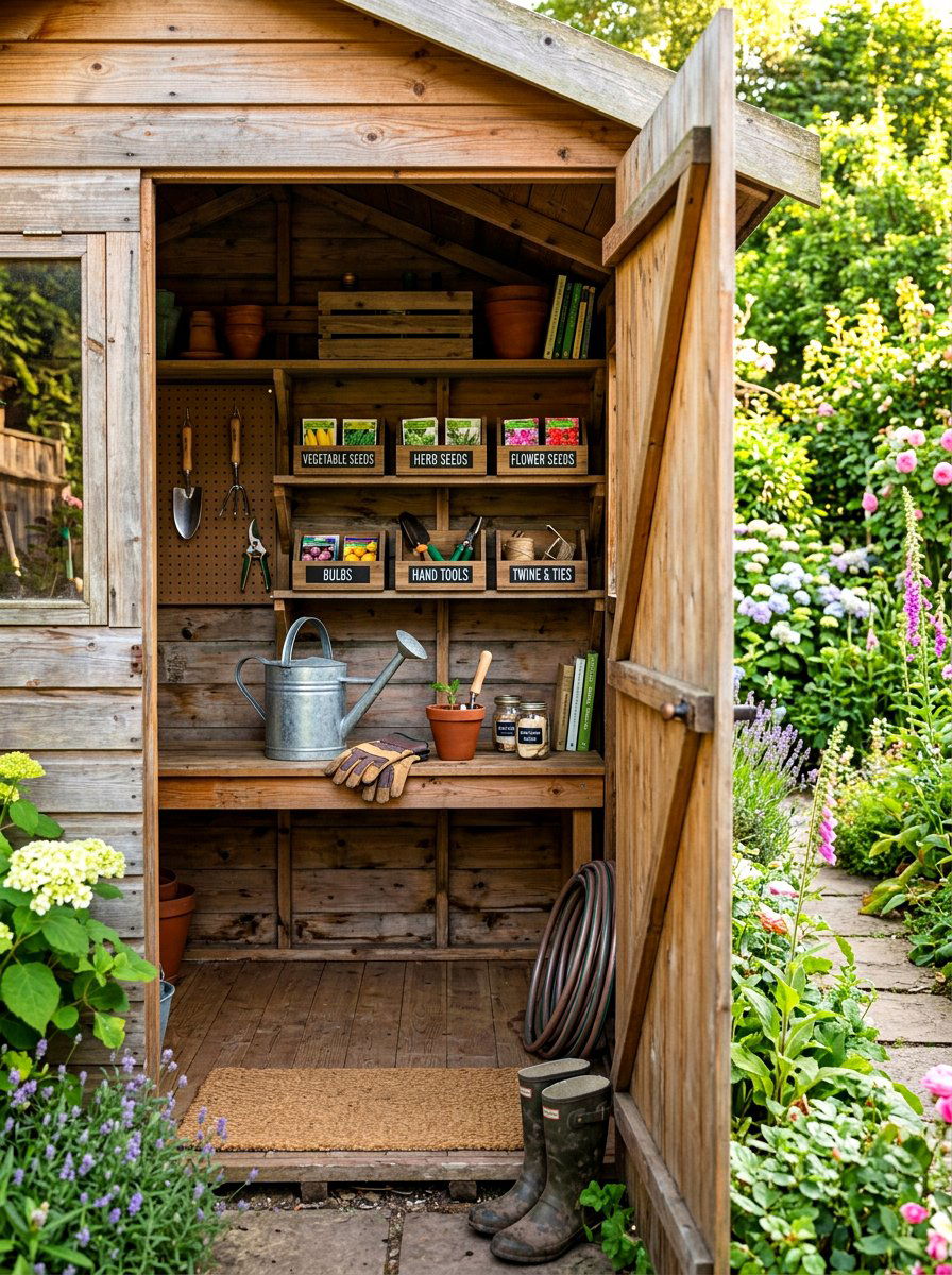 Gardening shed labels - 30 label organization ideas