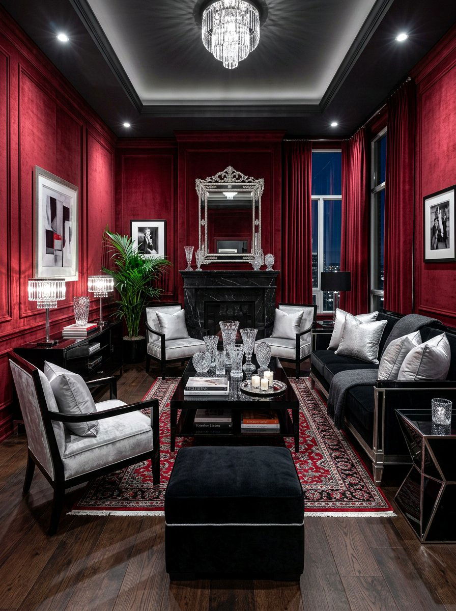 Garnet Red Living Room - 30 jewel tone lounge ideas