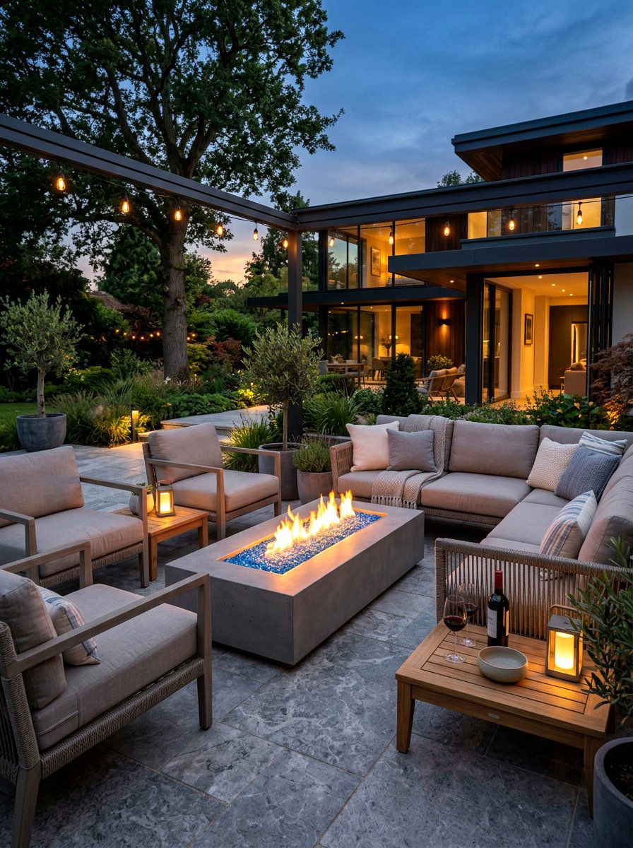 Gas Fire Pits - 30 no harsh light patio ideas