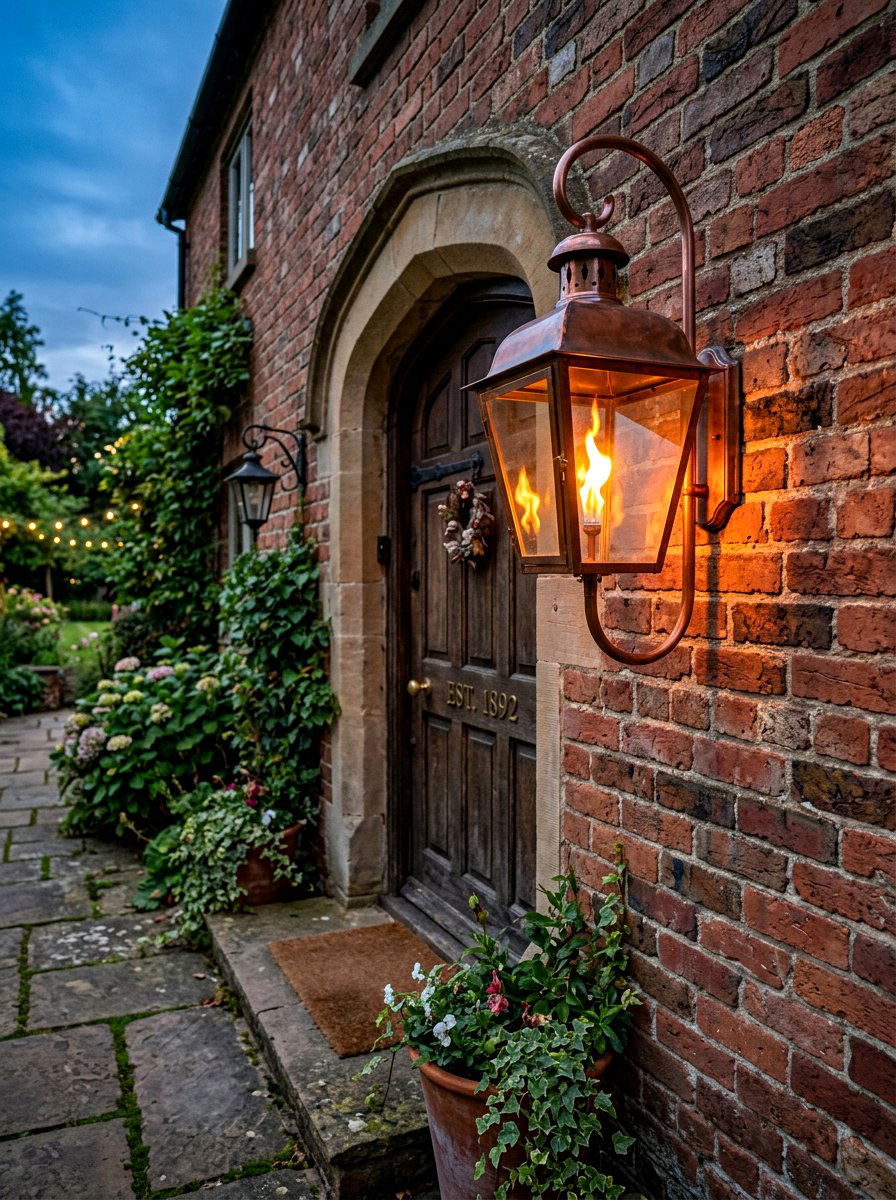 Gas Style Lantern - 30 outdoor entry lighting ideas