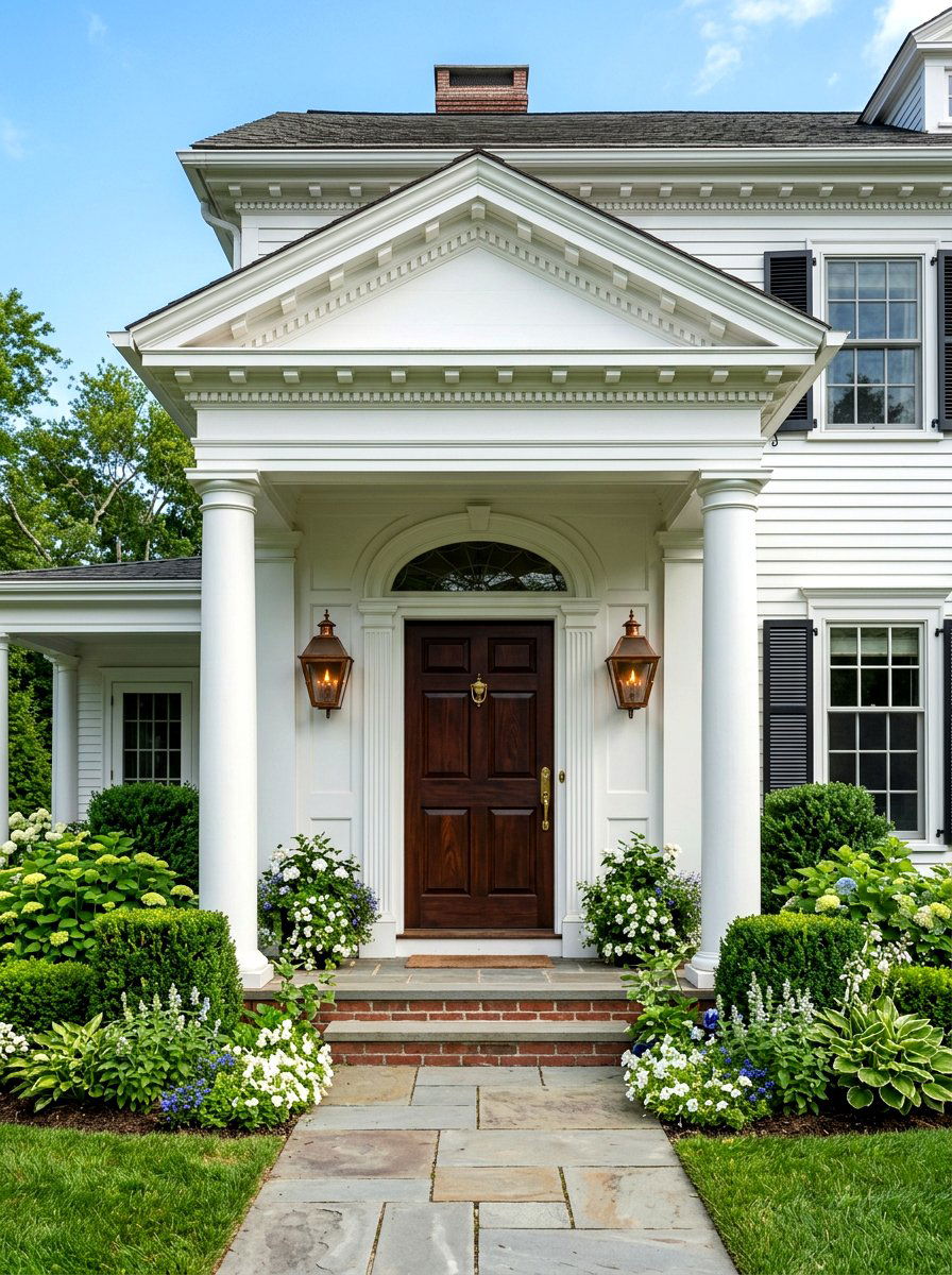 Gas lantern lighting - 30 colonial front yard ideas