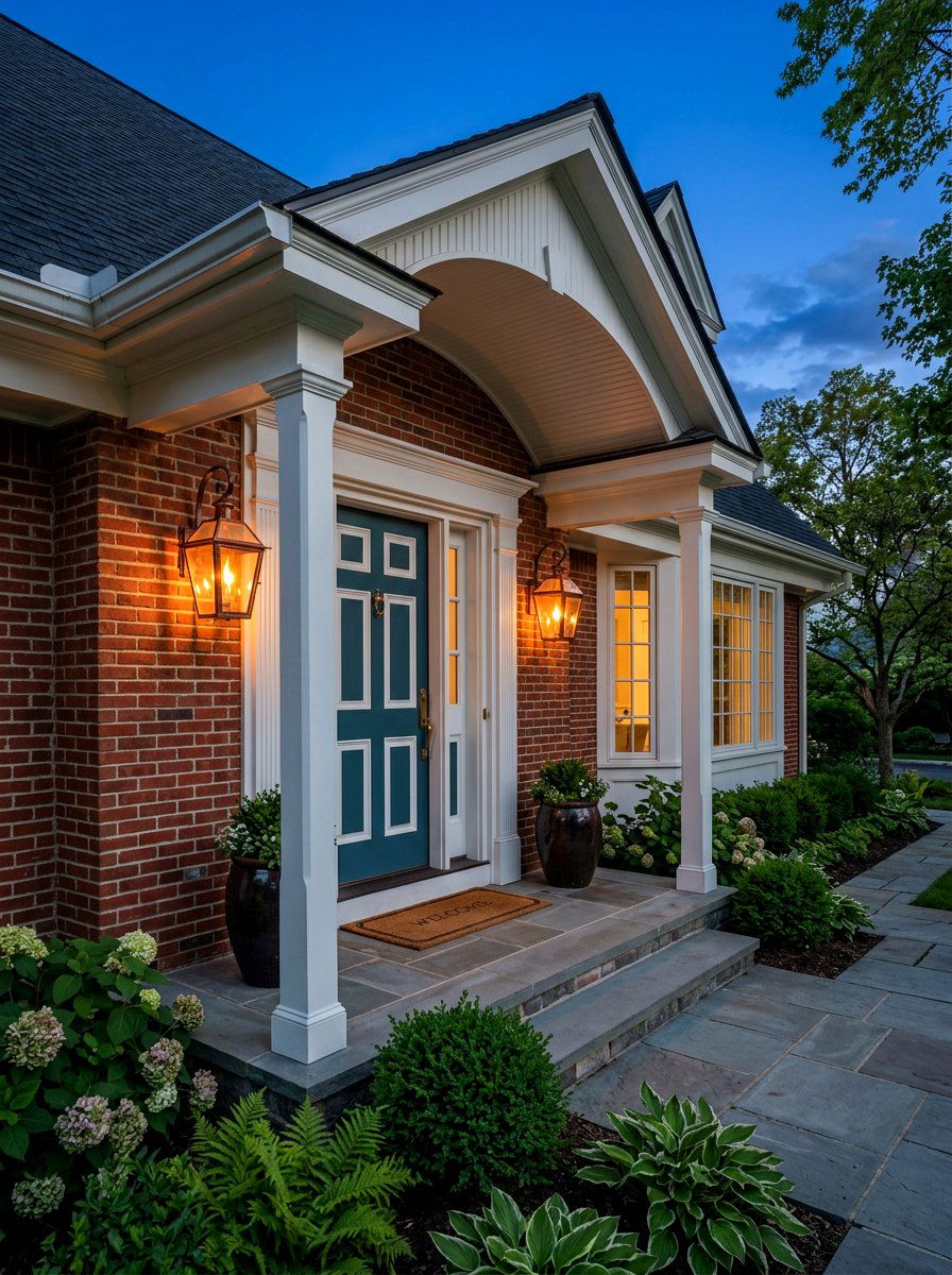 Gas lantern porch lighting - 30 colonial front porch ideas