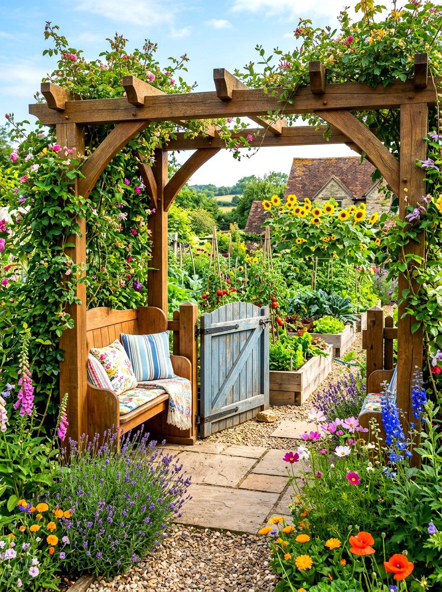 Gated garden arbor bench - 30 garden arbor seating ideas