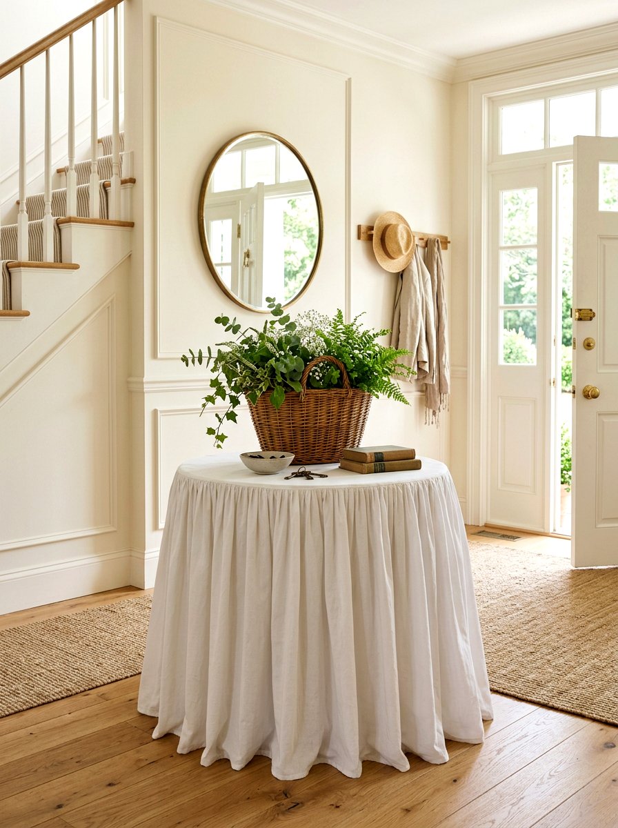 Gathered Skirt Foyer Table - 30 skirted foyer table ideas