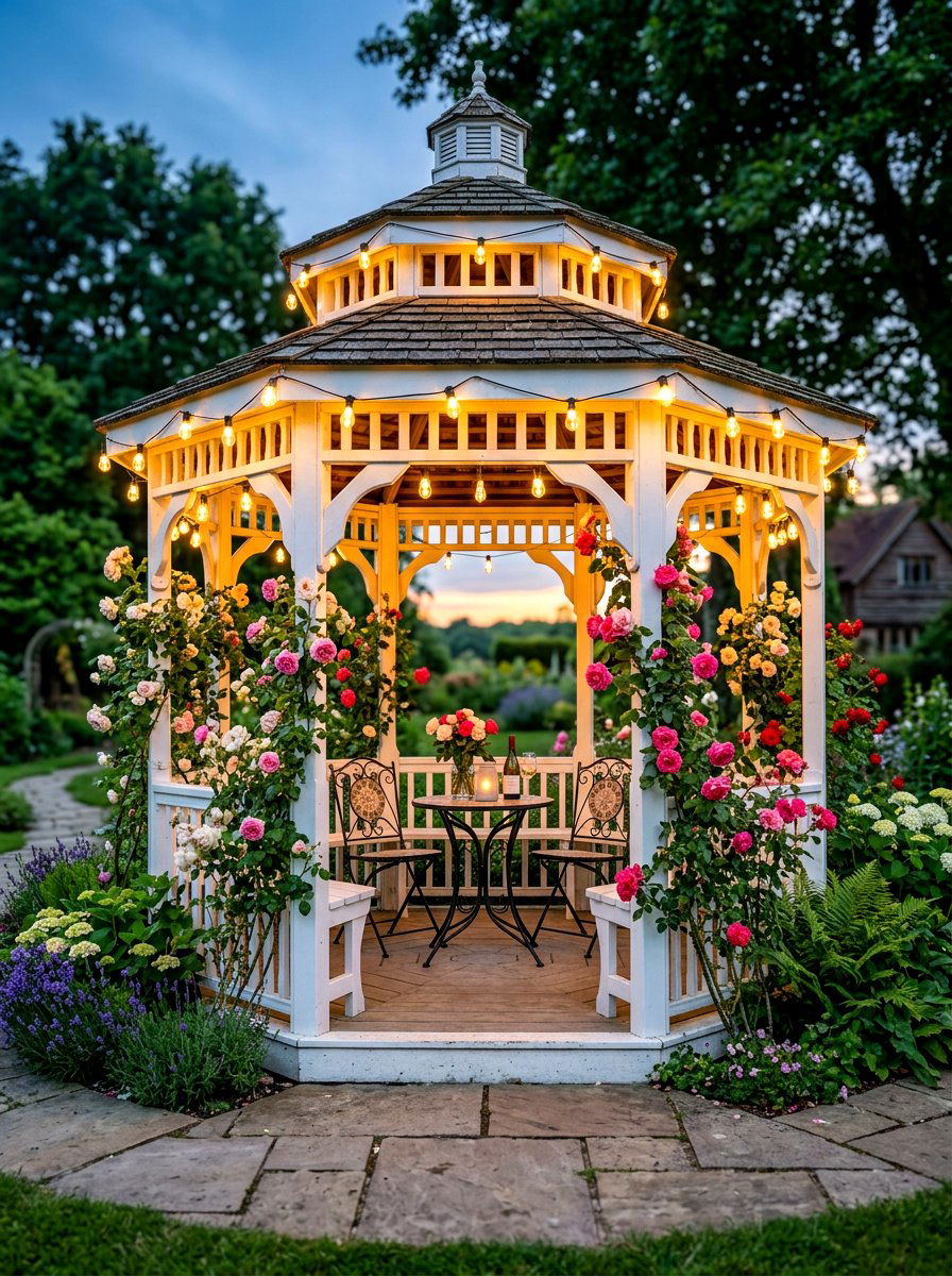 Gazebo Bistro Lighting - 30 bistro lights patio ideas