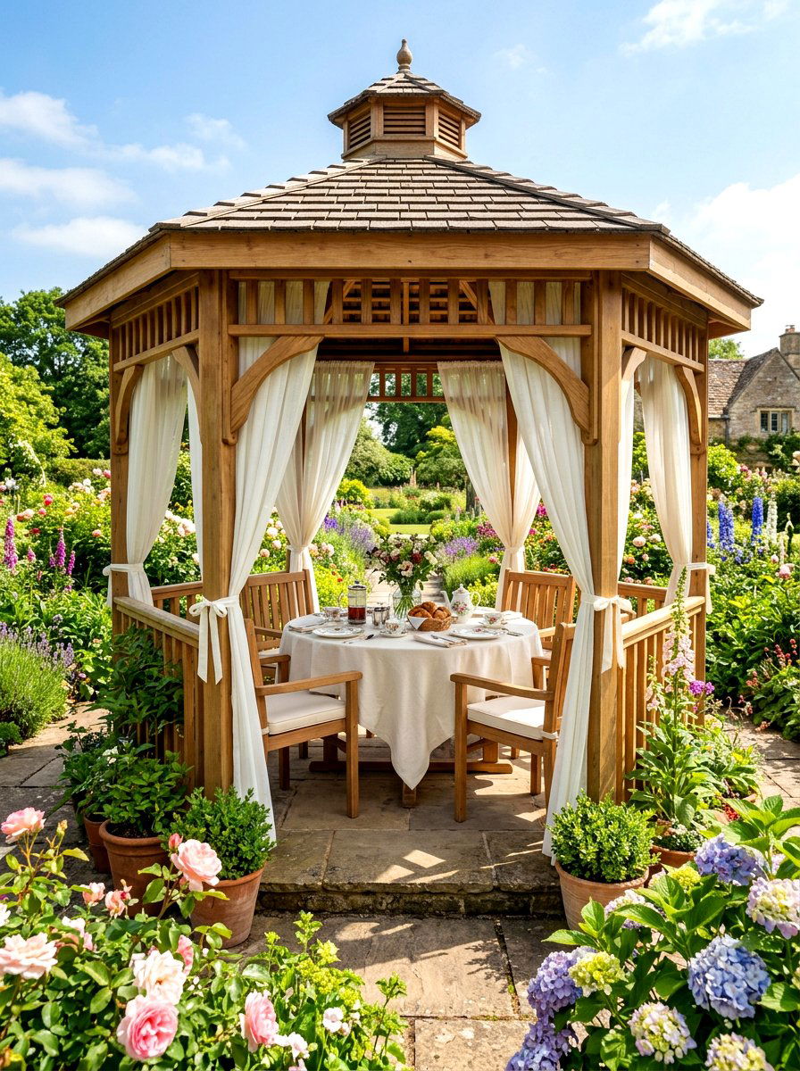 Gazebo Breakfast Area - 30 indoor outdoor breakfast room ideas