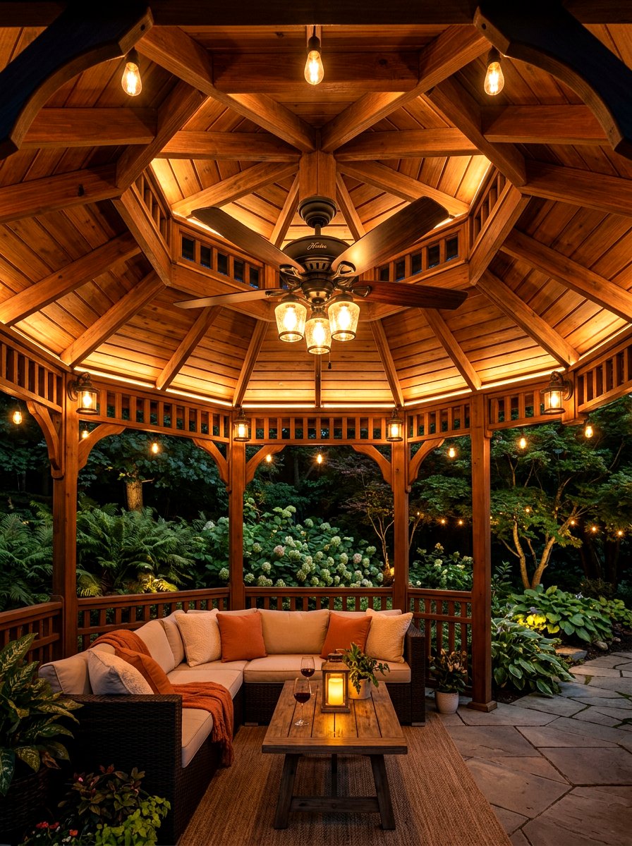 Gazebo Ceiling Lights - 30 backyard lighting ideas
