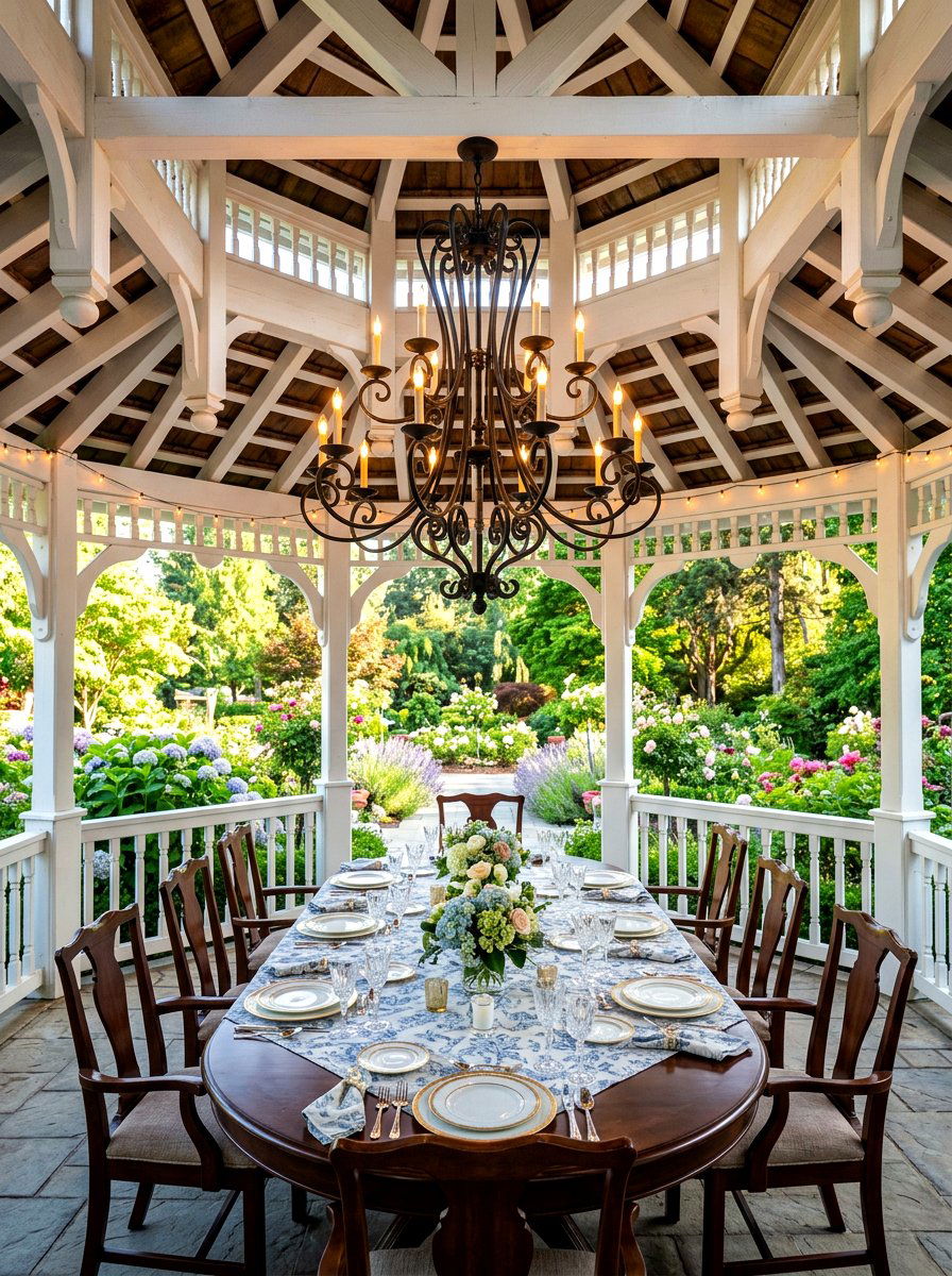 Gazebo Chandelier - 30 cozy outdoor lighting ideas