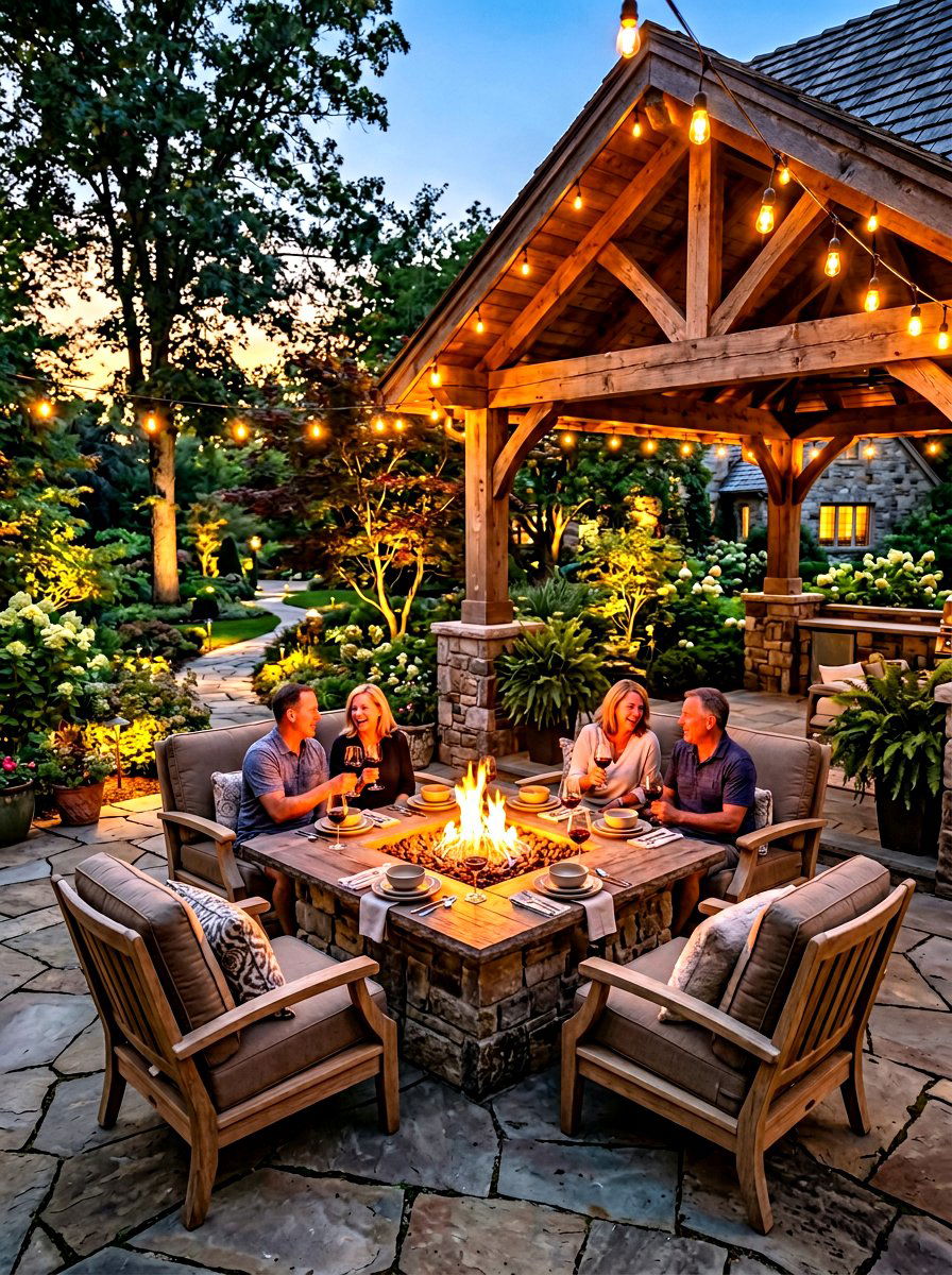 Gazebo Dining Fire Pit - 30 gazebo dining area ideas