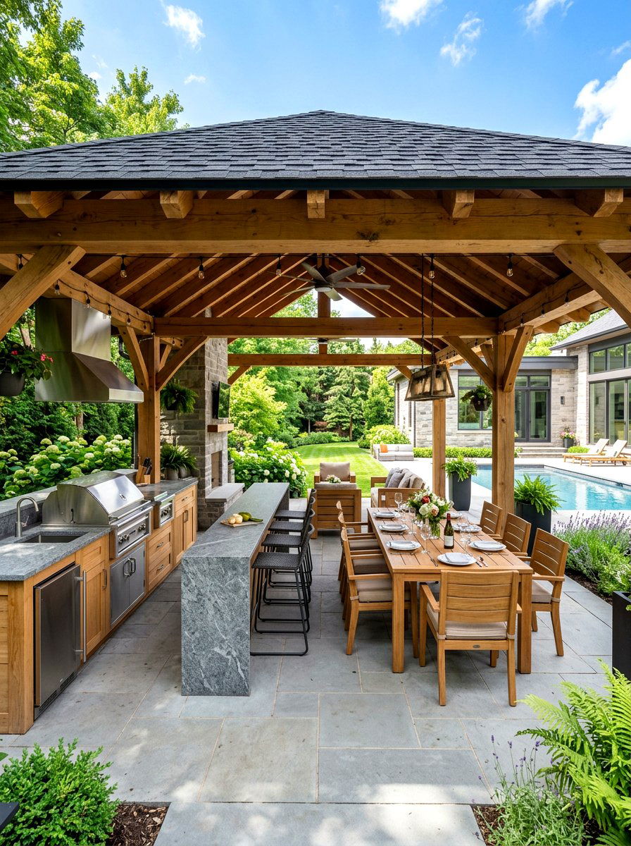 Gazebo Dining Outdoor Kitchen - 30 gazebo dining area ideas