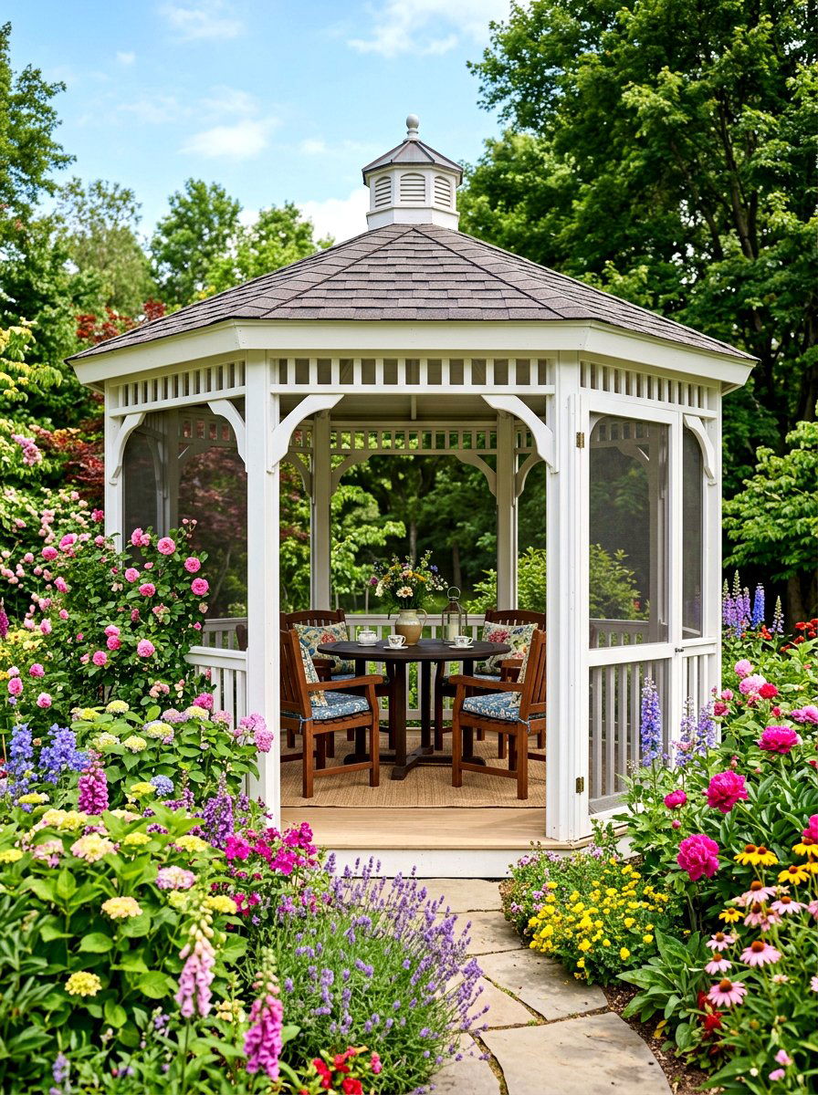 Gazebo Style Screened Enclosure - 30 screened patio enclosure ideas