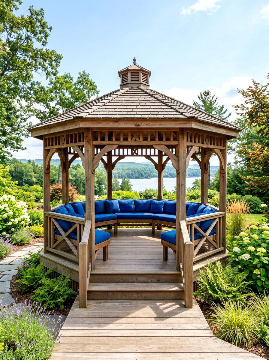 Gazebo With Built In Seating - 30 wooden gazebo ideas