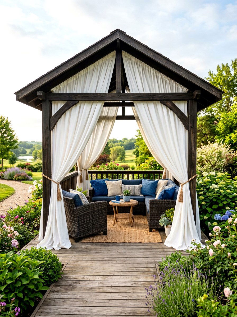 Gazebo With Curtains - 30 outdoor gazebo ideas