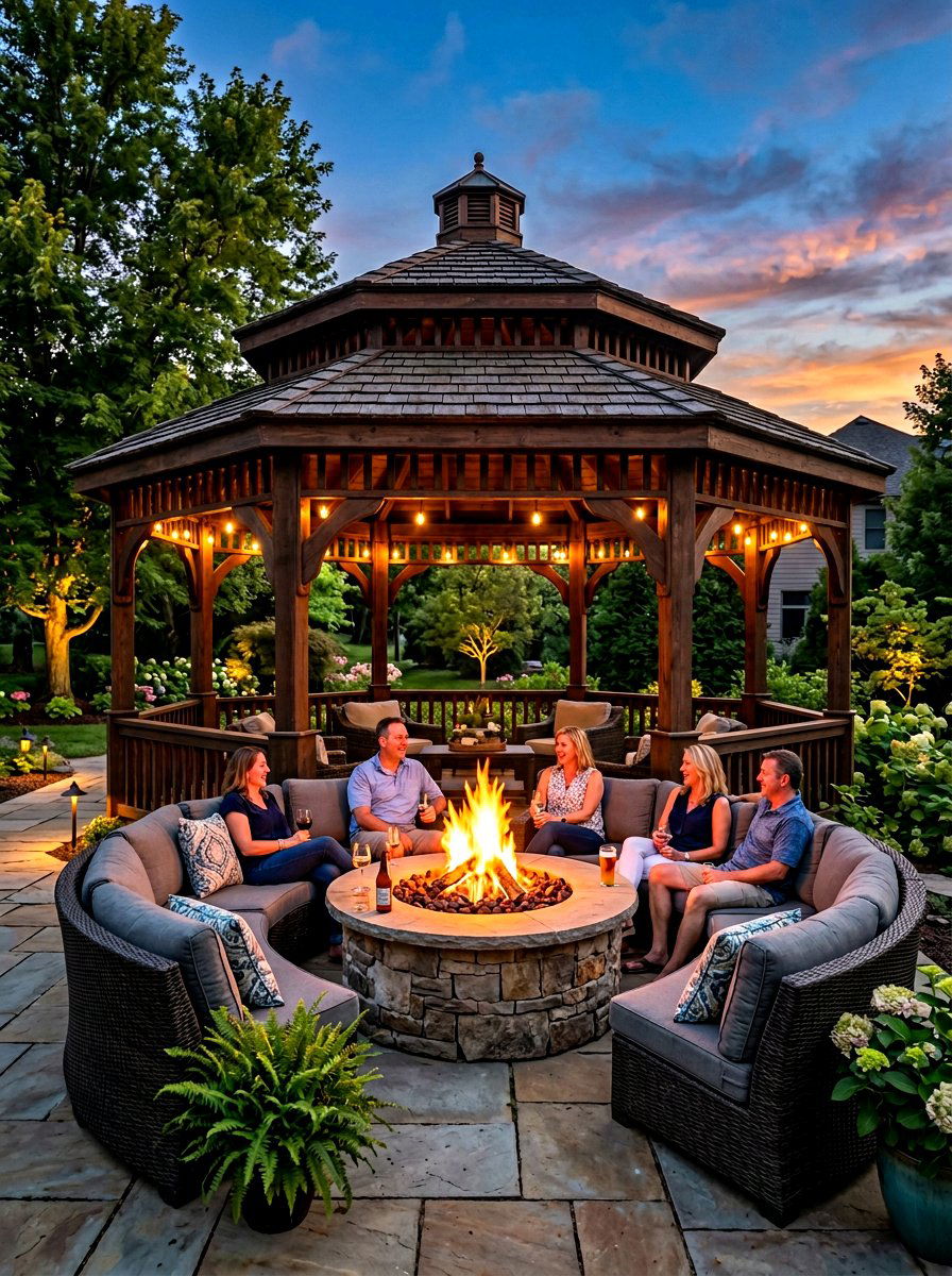 Gazebo With Fire Pit - 30 outdoor gazebo ideas