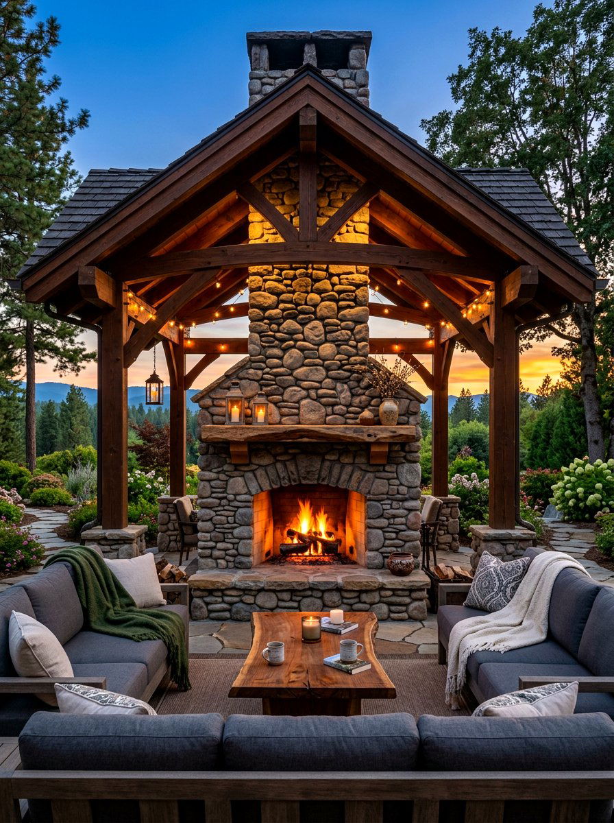 Gazebo With Fireplace - 30 rustic gazebo ideas
