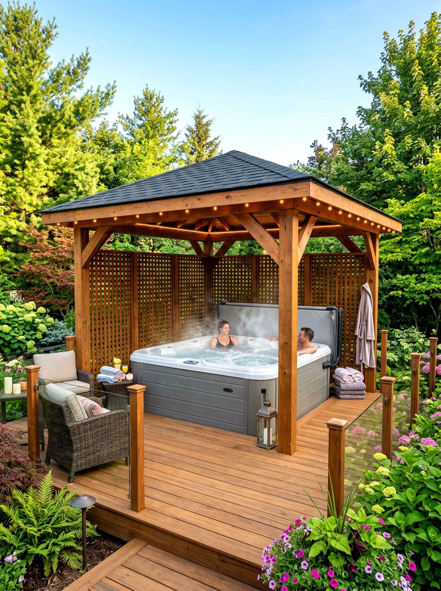 Gazebo With Hot Tub - 30 wooden gazebo ideas