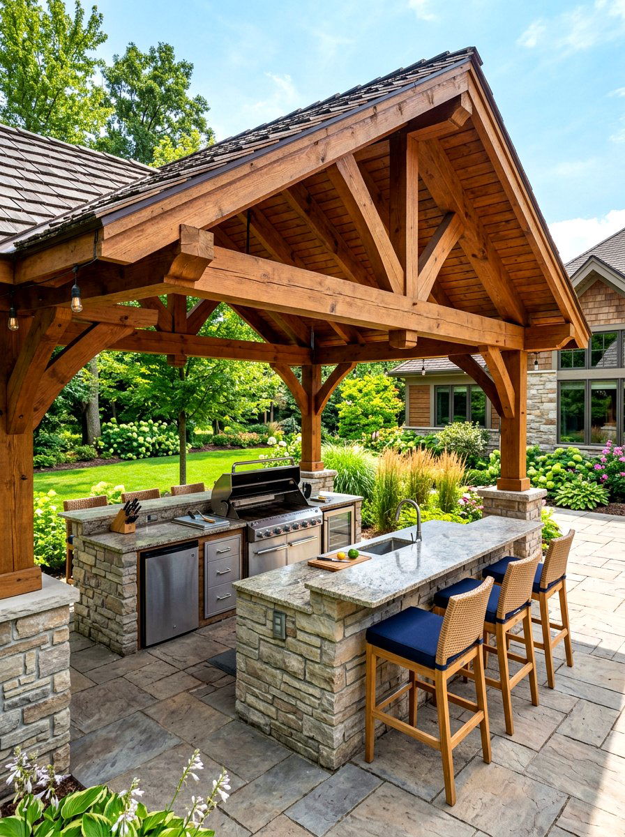 Gazebo With Outdoor Kitchen - 30 wooden gazebo ideas