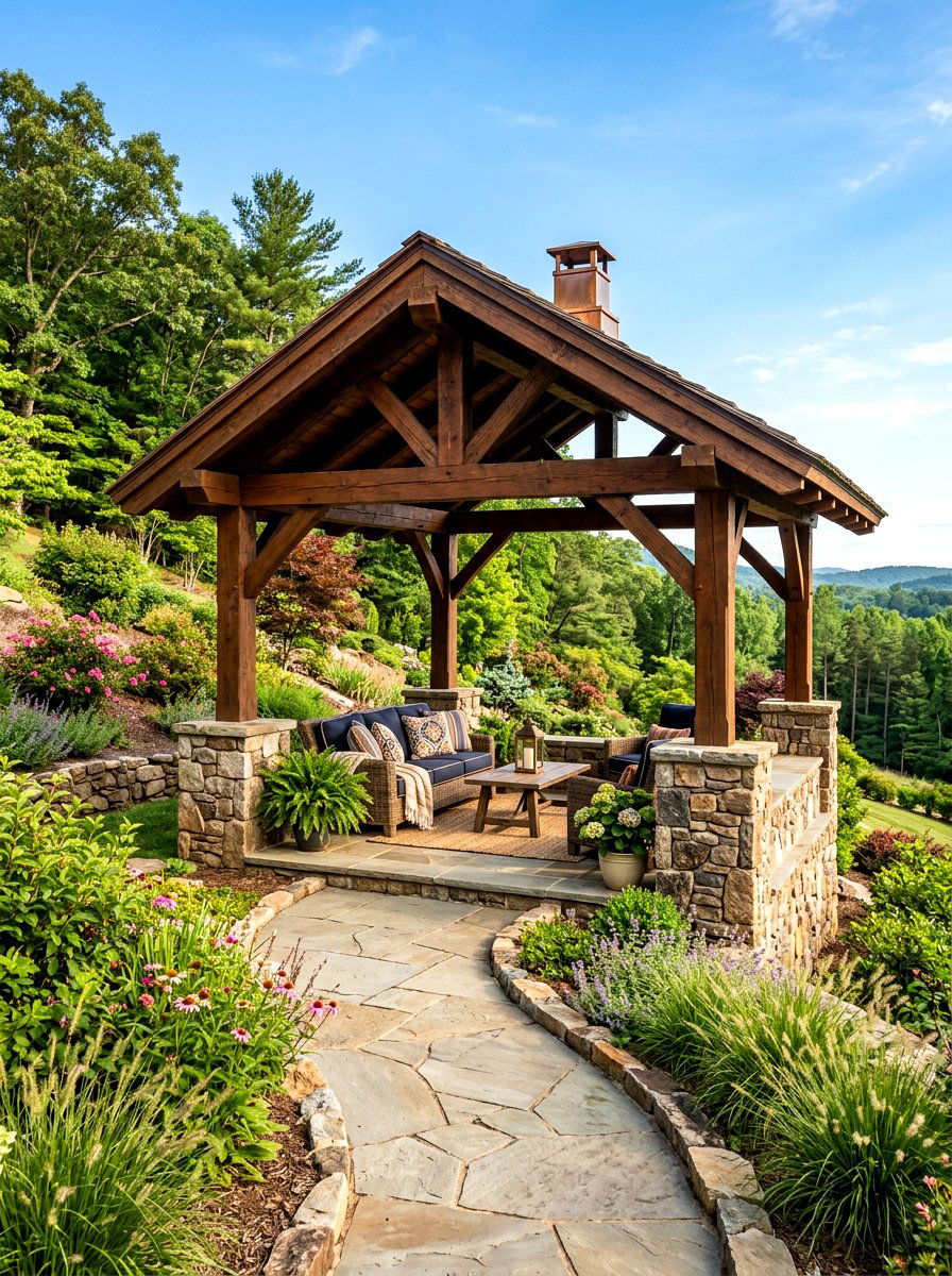Gazebo With Stone Base - 30 wooden gazebo ideas