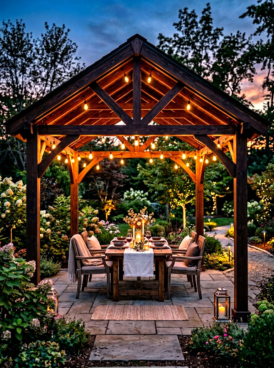 Gazebo With String Lights - 30 outdoor gazebo ideas