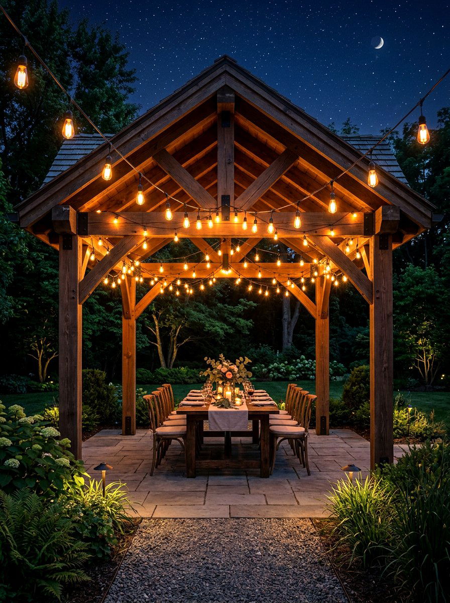 Gazebo With String Lights - 30 rustic gazebo ideas