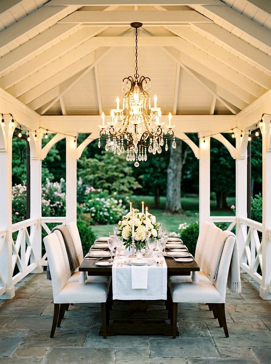 Gazebo chandelier - 30 garden lighting ideas