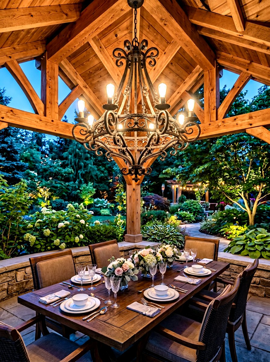 Gazebo chandelier - 30 landscape lighting ideas