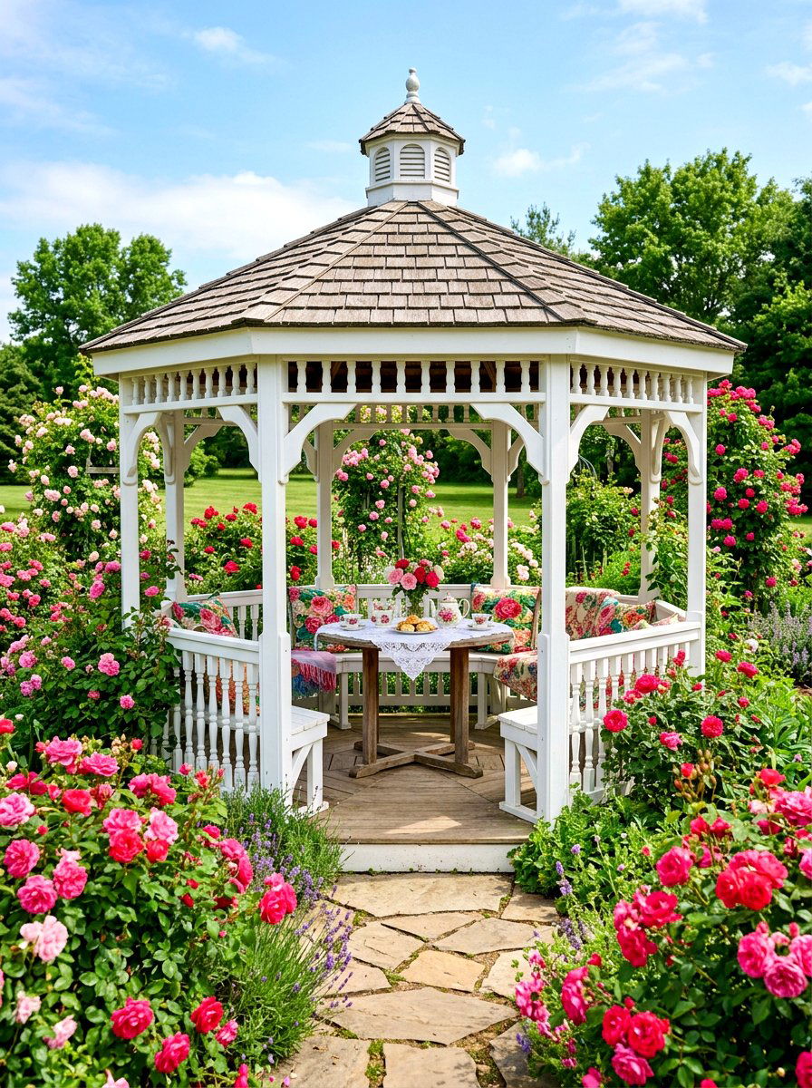 Gazebo garden sanctuary - 30 weekend garden retreat ideas