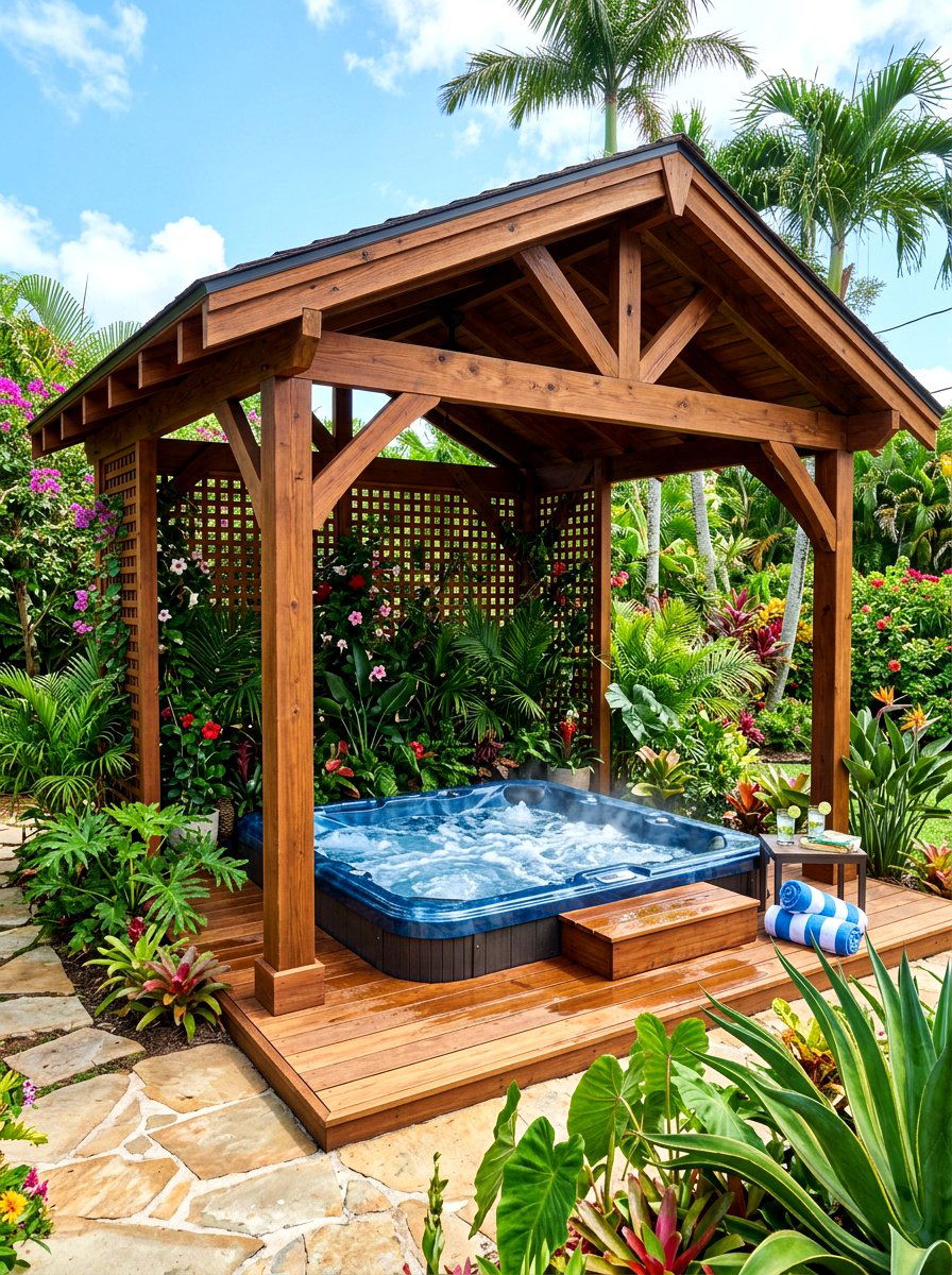 Gazebo over hot tub - 30 patio gazebo ideas