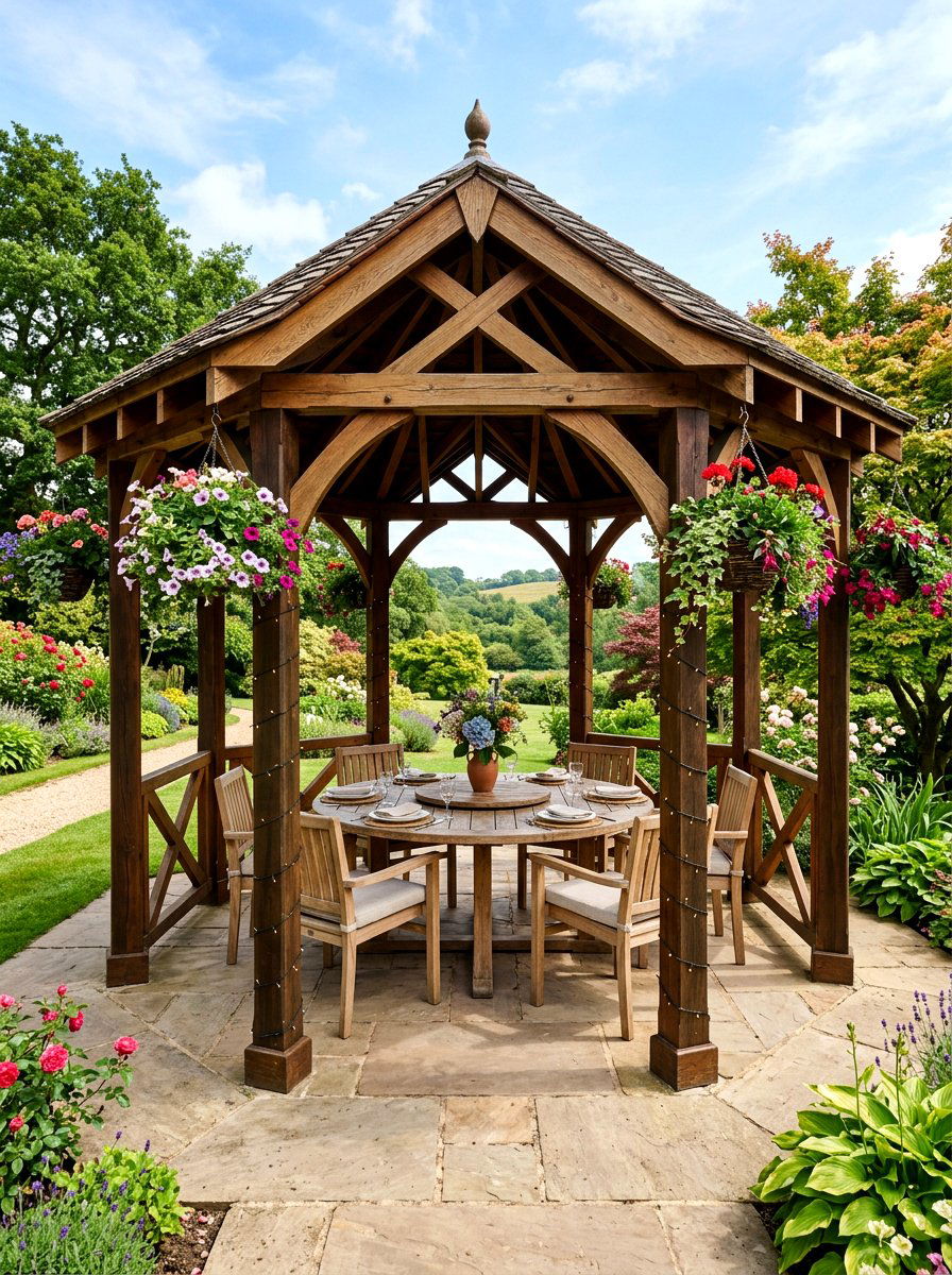 Gazebo picnic area - 30 backyard picnic area ideas