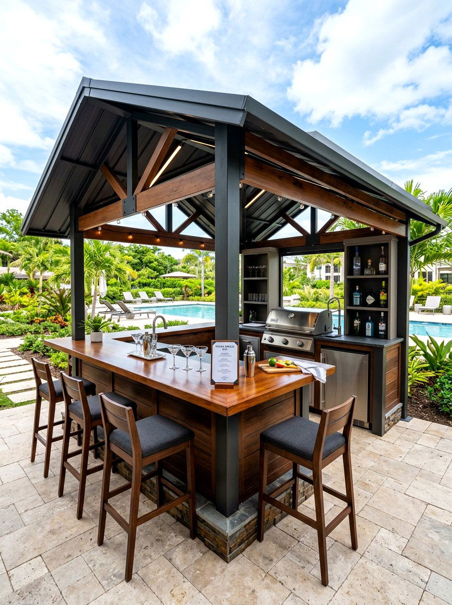 Gazebo with bar seating - 30 patio gazebo ideas