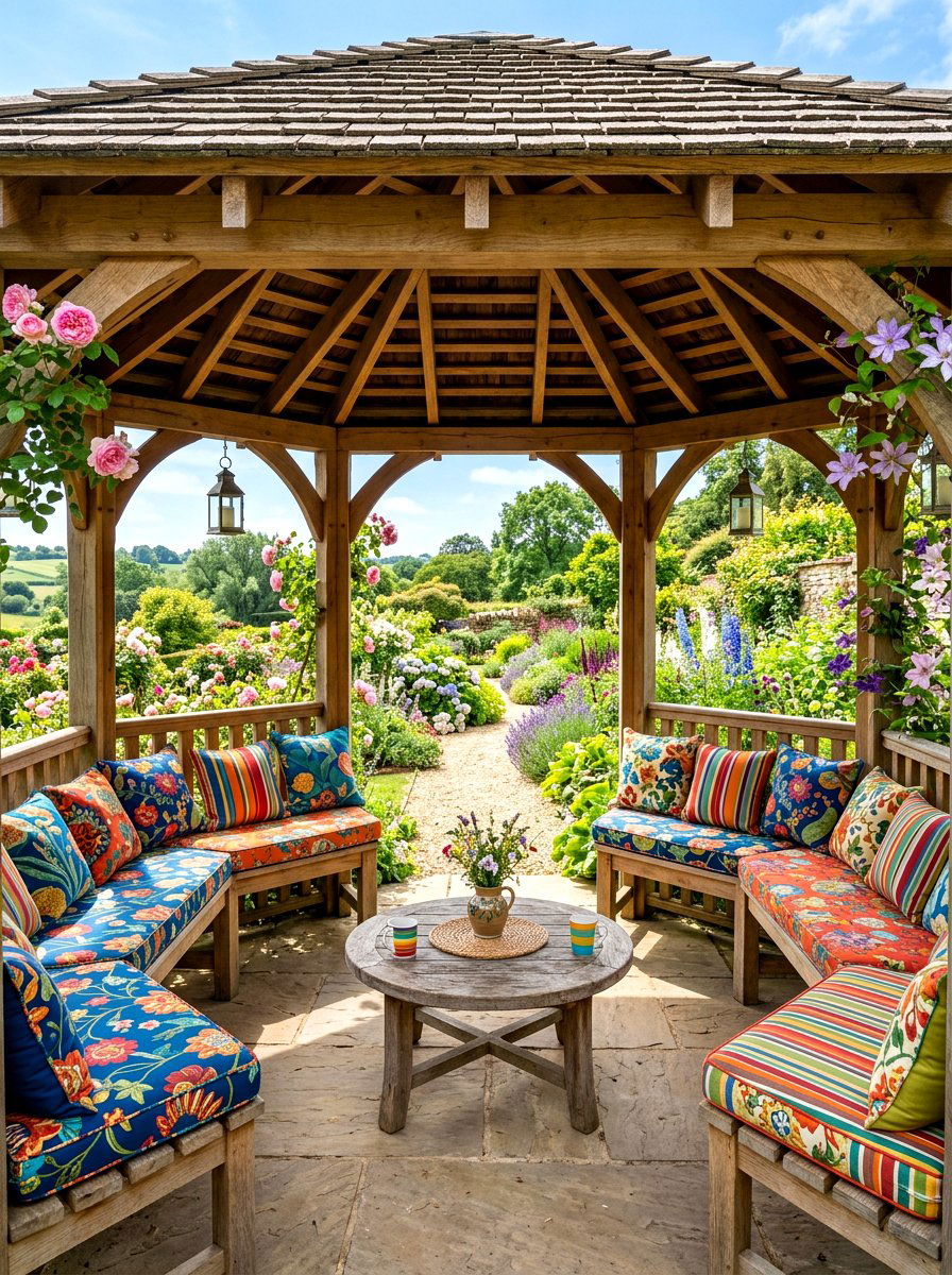 Gazebo with built in seating - 30 backyard gazebo ideas