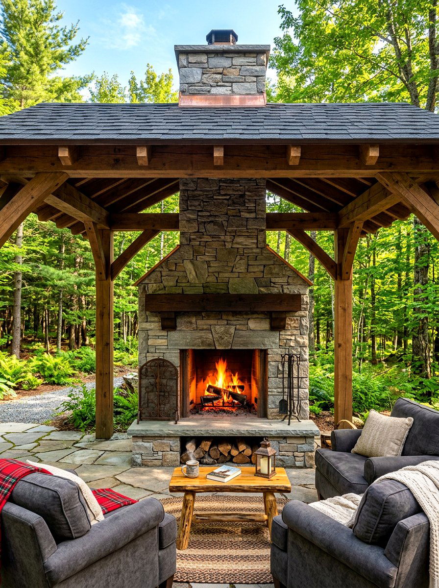 Gazebo with outdoor fireplace - 30 modern gazebo ideas