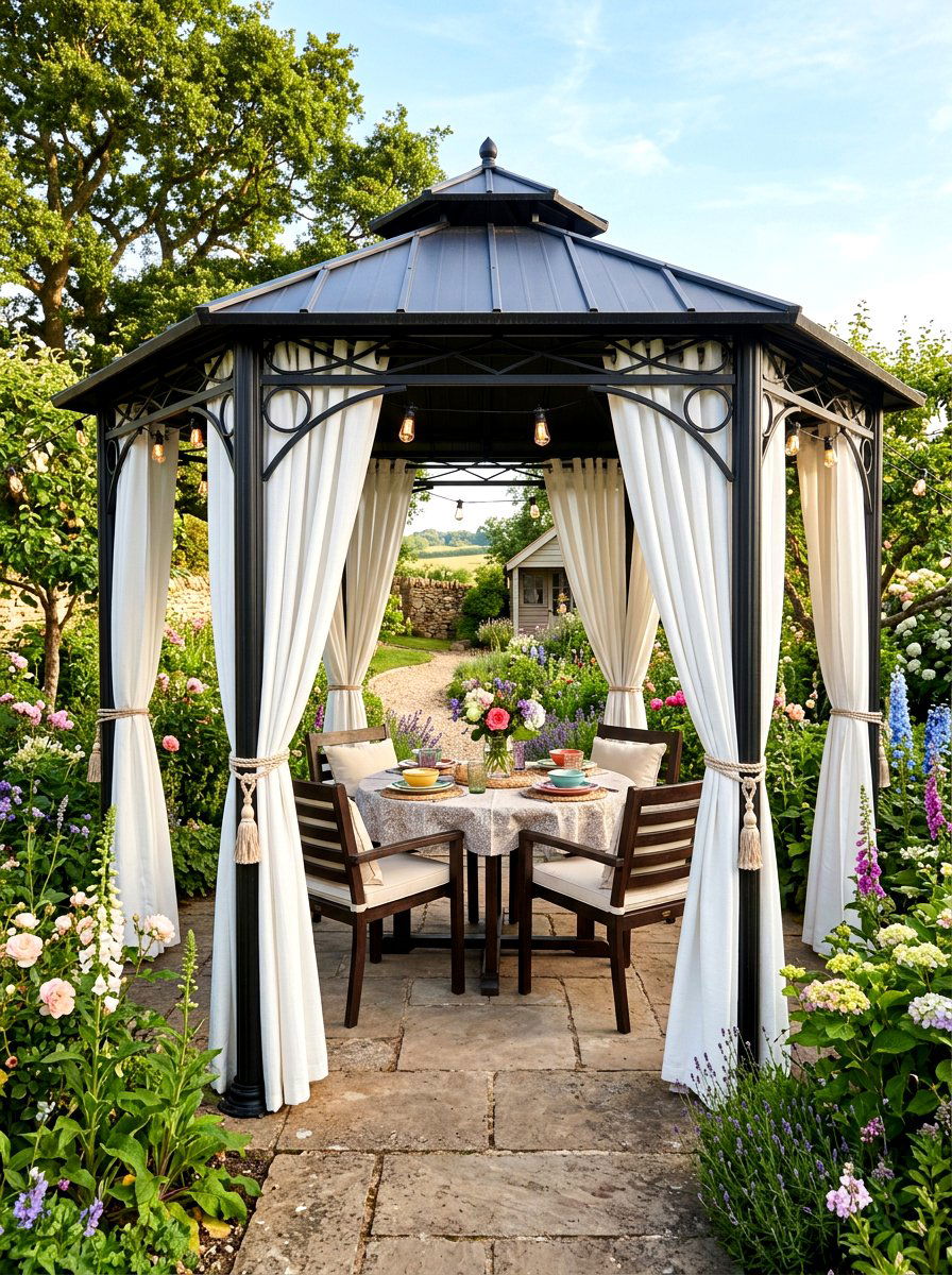 Gazebo with privacy curtains - 30 modern gazebo ideas