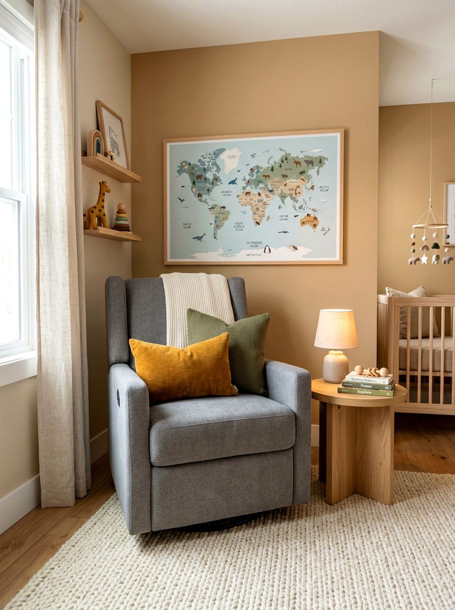 Gender neutral nursery glider corner - 30 nursery rocking chair corner ideas
