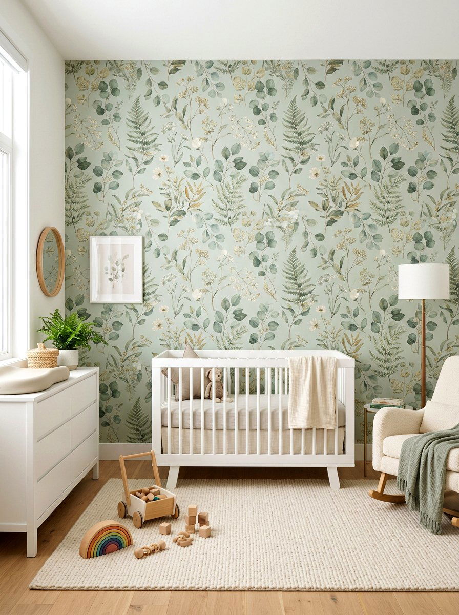 Gender neutral nursery wallpaper - 30 nursery corner ideas