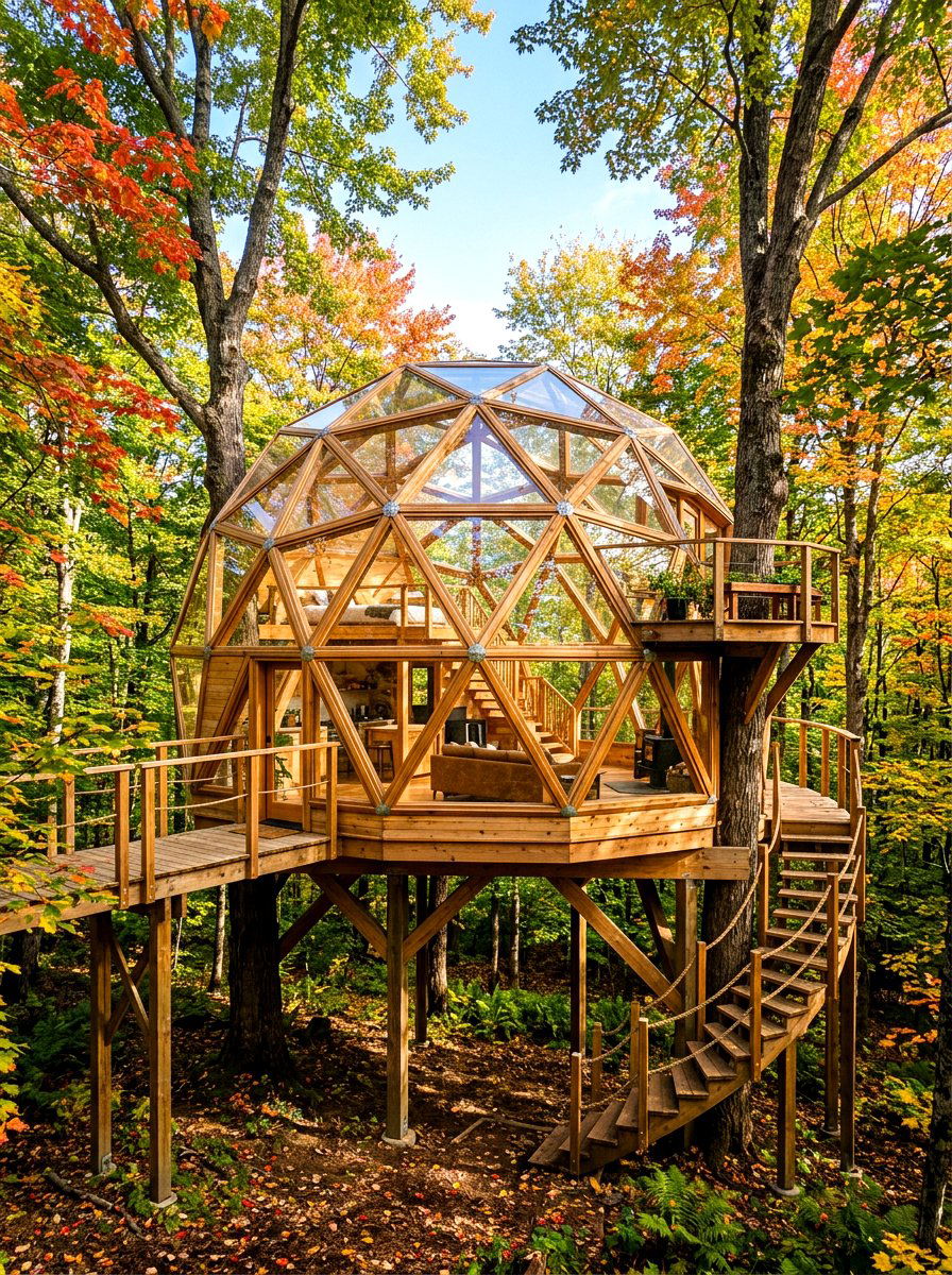 Geodesic Dome Treehouse - 30 treehouse ideas
