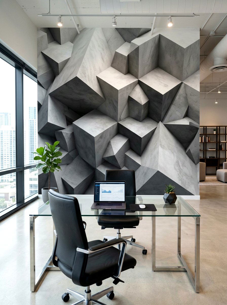 Geometric 3D wall mural - 30 mural wall ideas