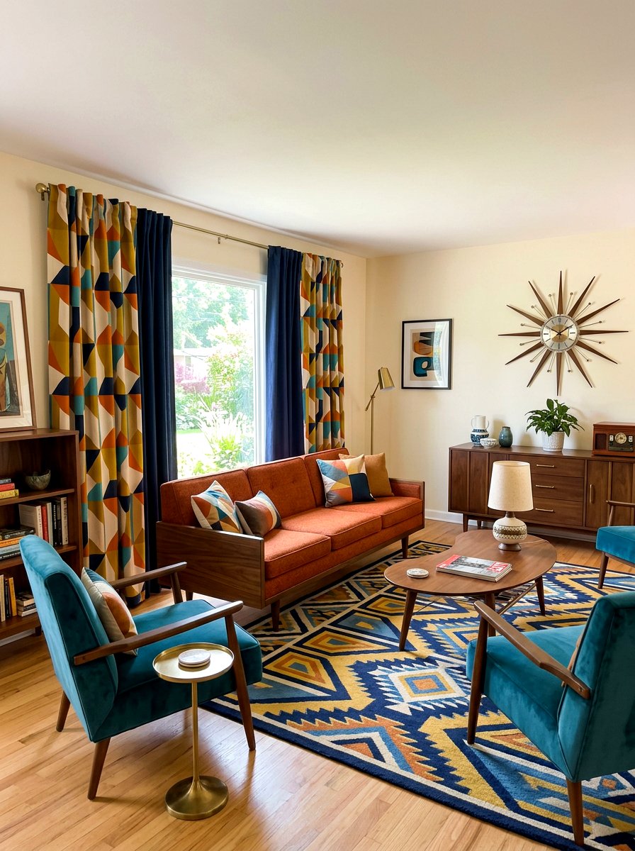 Geometric And Solid Curtains - 30 curtain layering ideas