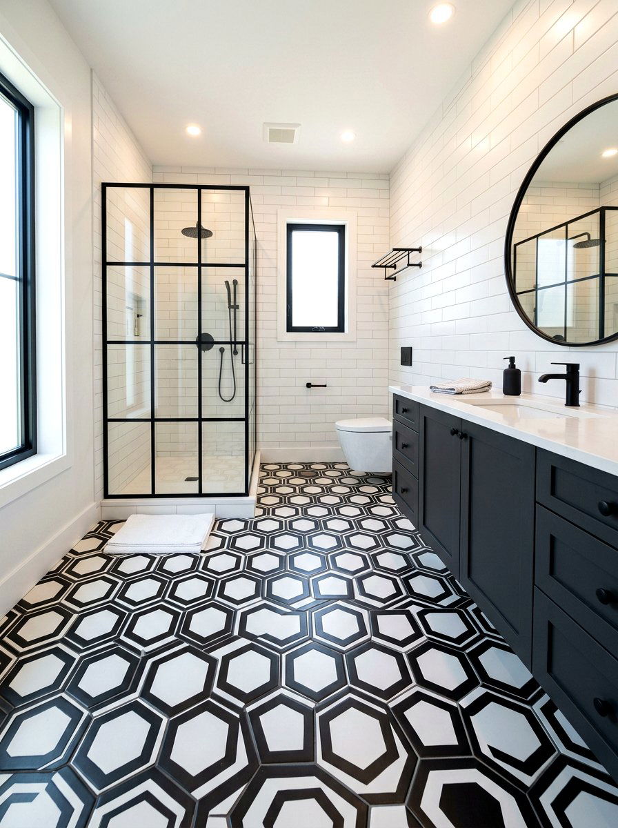 Geometric Bathroom Floor Tiles - 30 low light bathroom mood ideas
