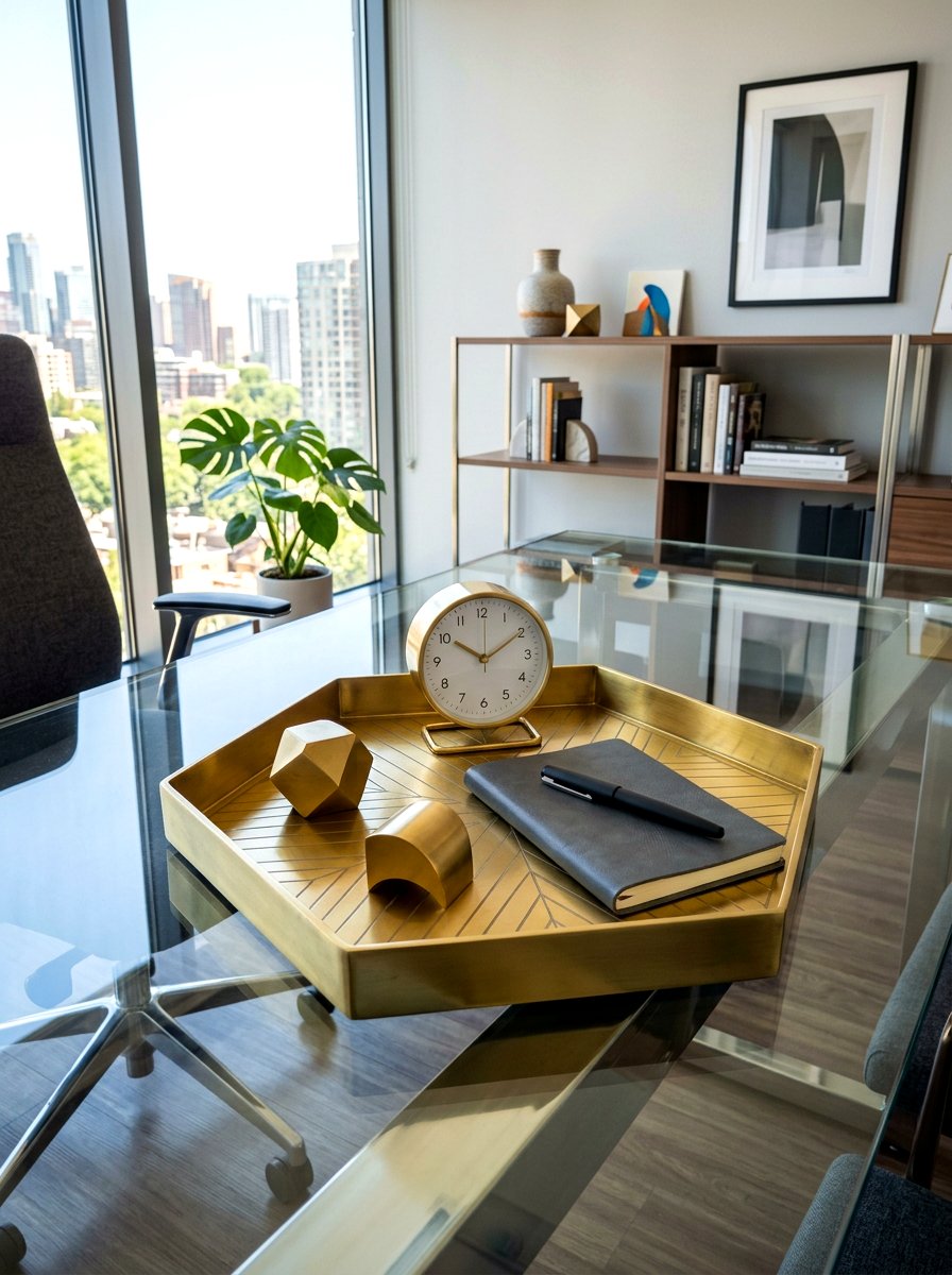 Geometric Brass Decorative Tray - 30 decorative tray ideas