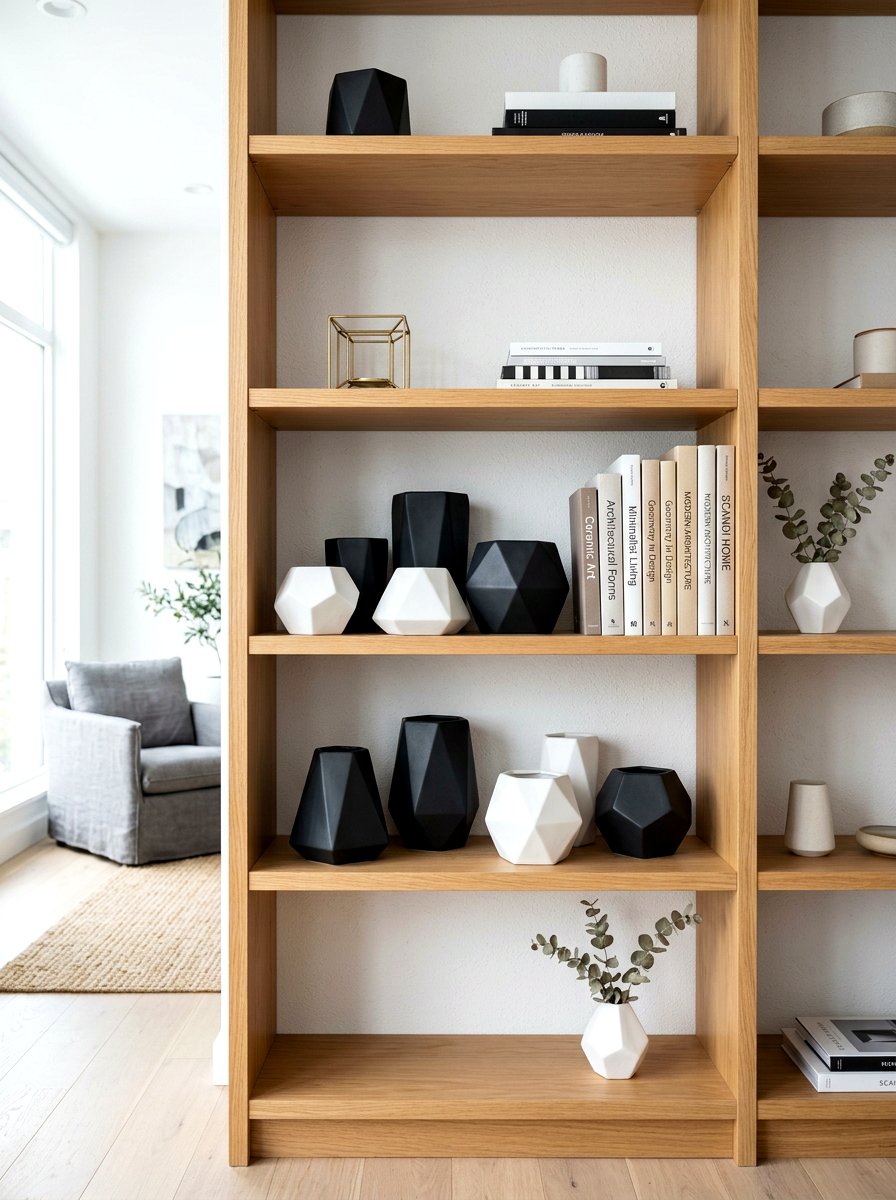 Geometric Ceramic Shelf Display - 30 small planter ideas