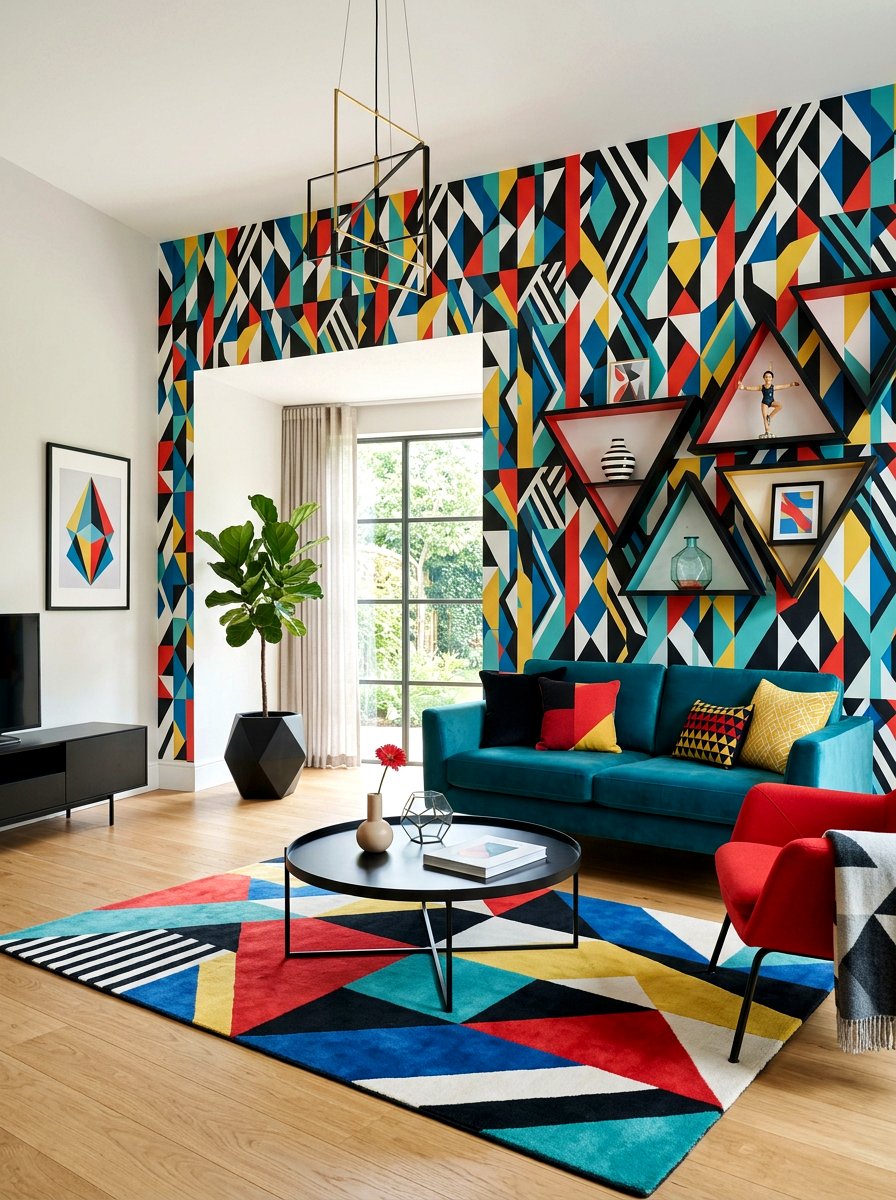 Geometric Circus Living Room - 30 circus inspired living room ideas