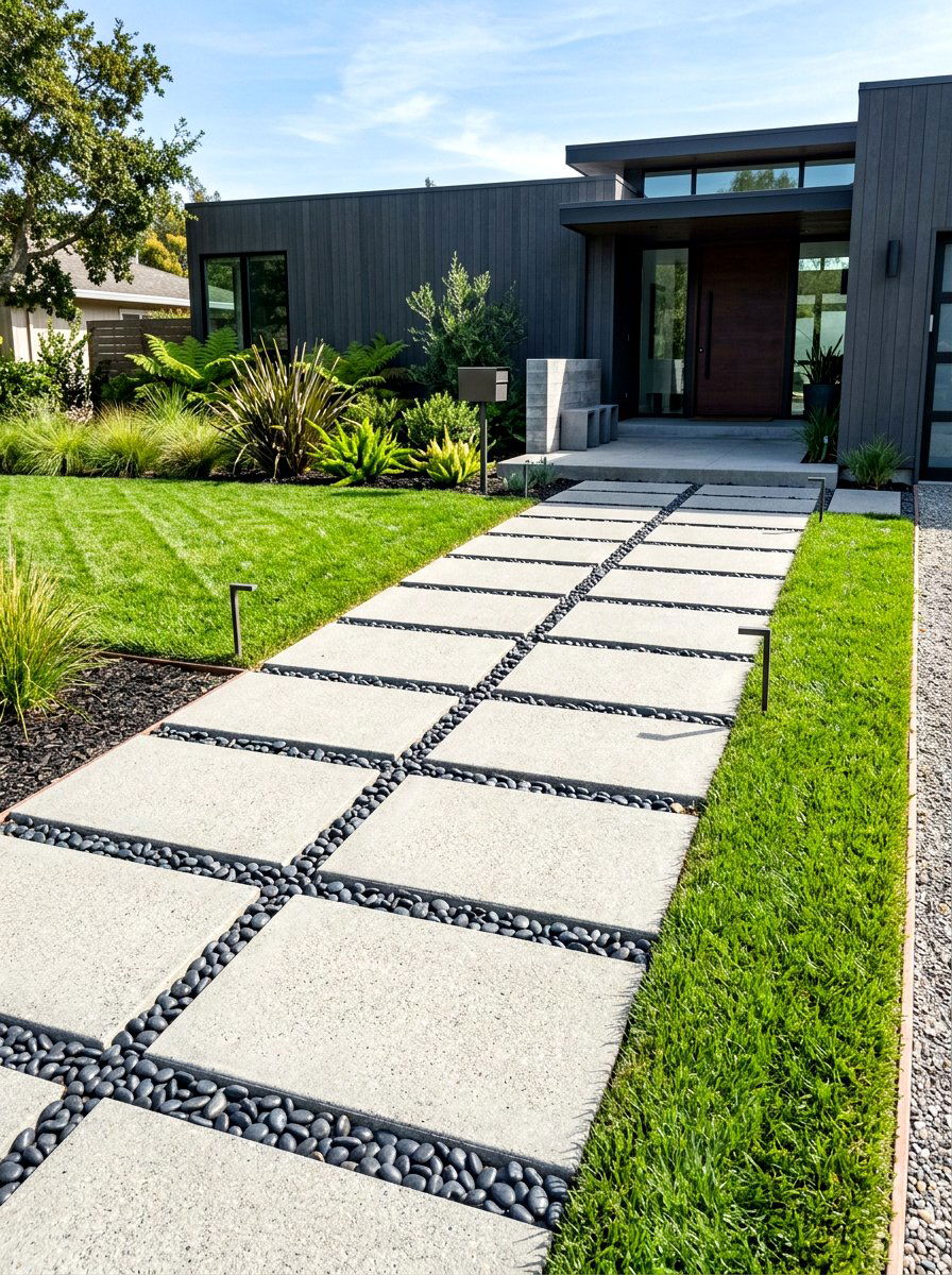 Geometric Concrete Pavers - 30 modern landscaping ideas