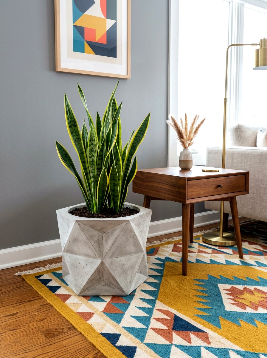 Geometric Concrete Planter - 30 concrete planter ideas