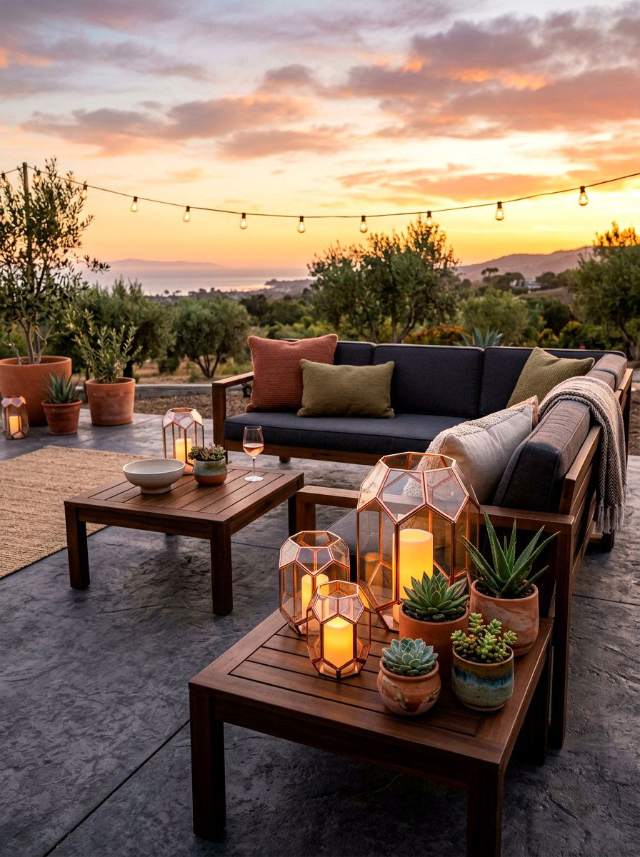 Geometric Copper Lanterns - 30 outdoor candle lantern ideas
