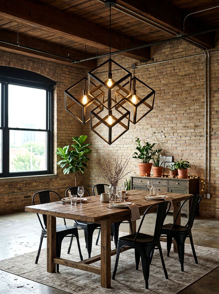 Geometric Cube Pendant Dining Room - 30 sculptural lighting dining room ideas
