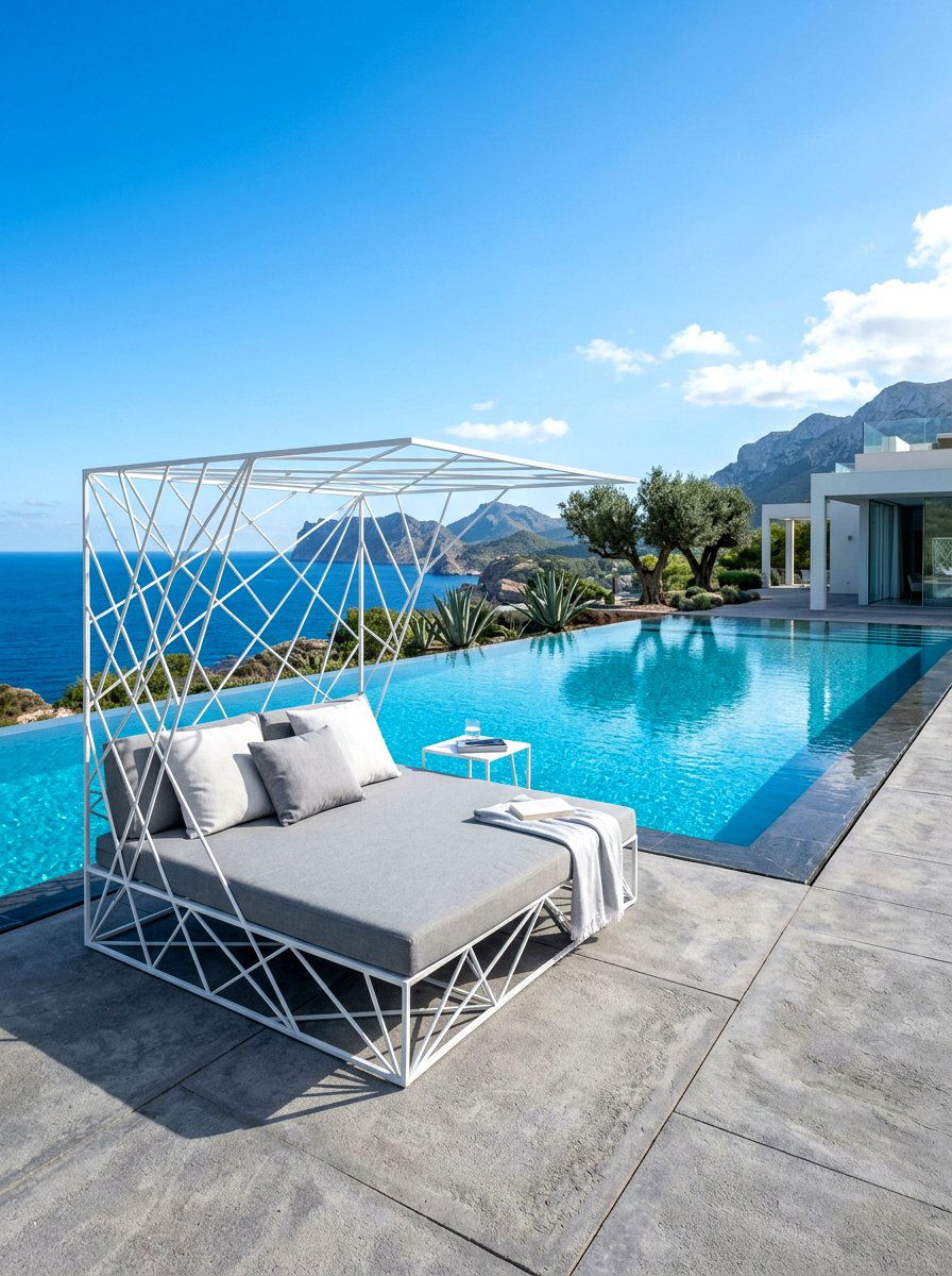 Geometric Daybed Frame - 30 poolside daybed ideas